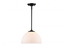  6954-M BLK-OP - Dorinda 1-Light Pendant in Matte Black with Opal Glass